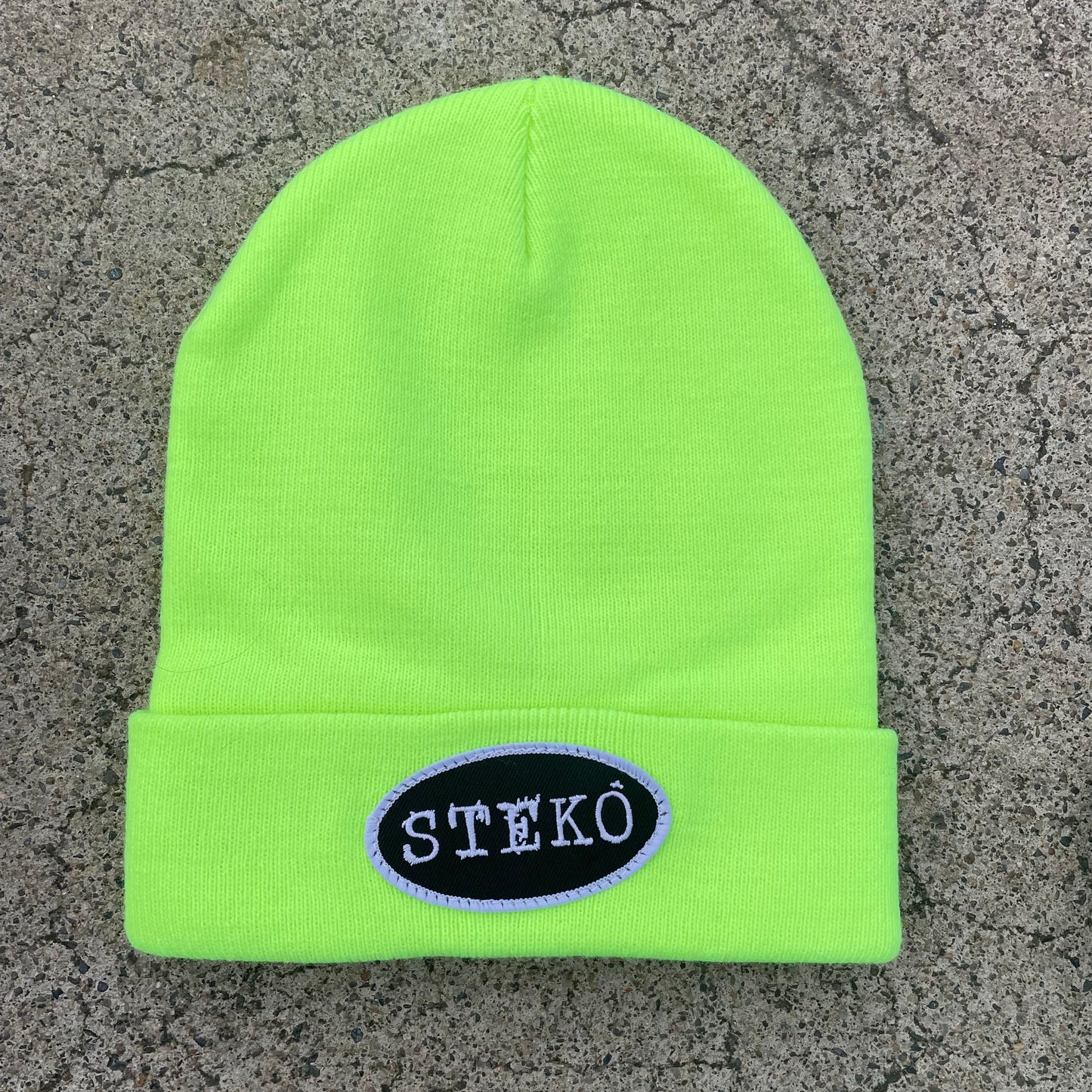 Patches Knit Beanie - Flouro Yellow