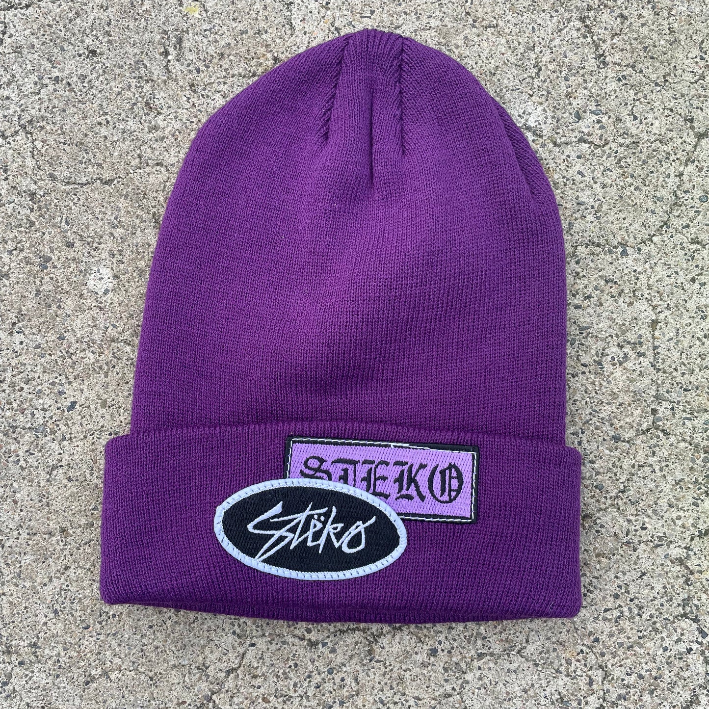 Patches Knit Beanie - Purple