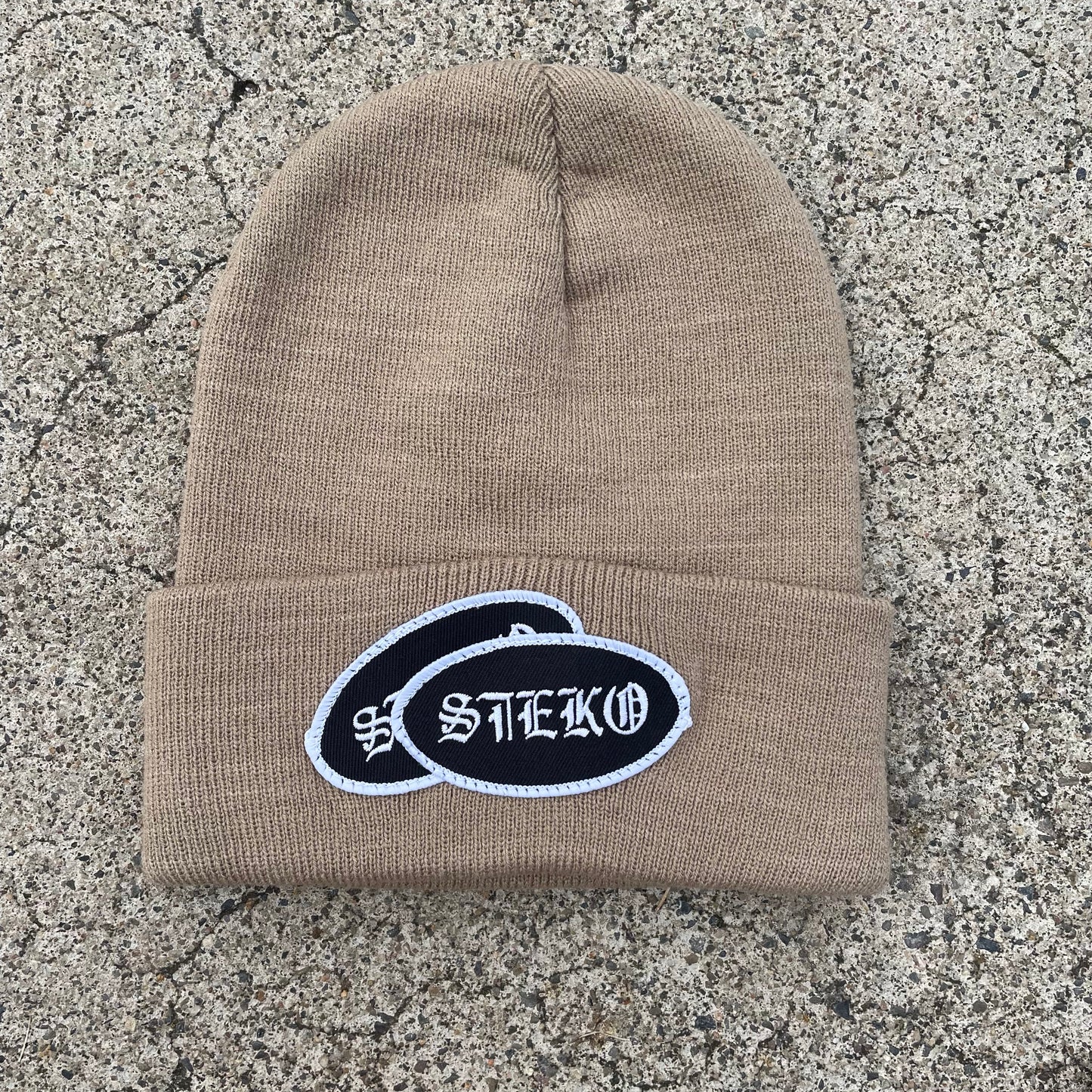 Patches Knit Beanie - Tan
