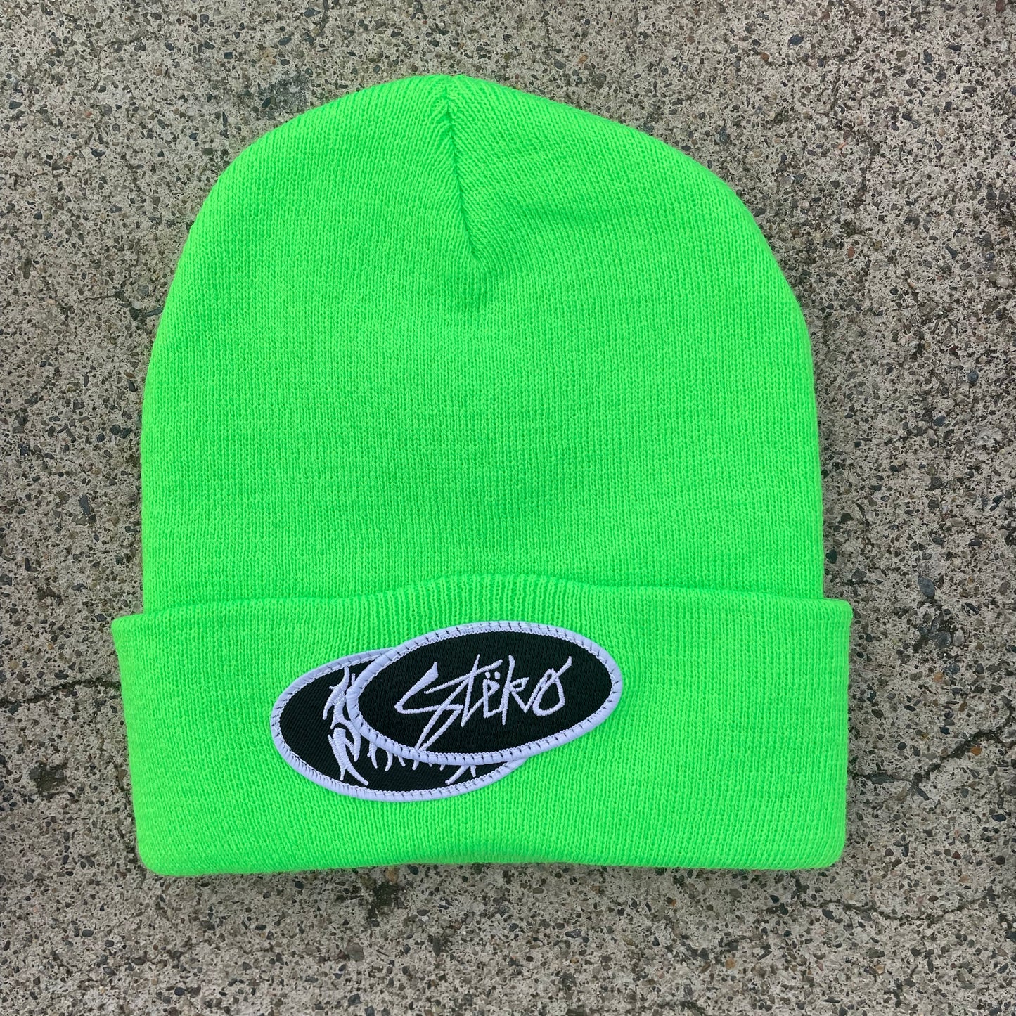 Patches Knit Beanie - Flouro Green