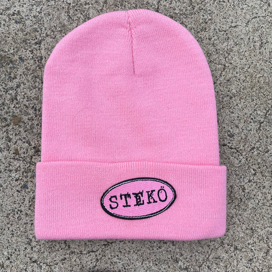 Patches Knit Beanie - pink