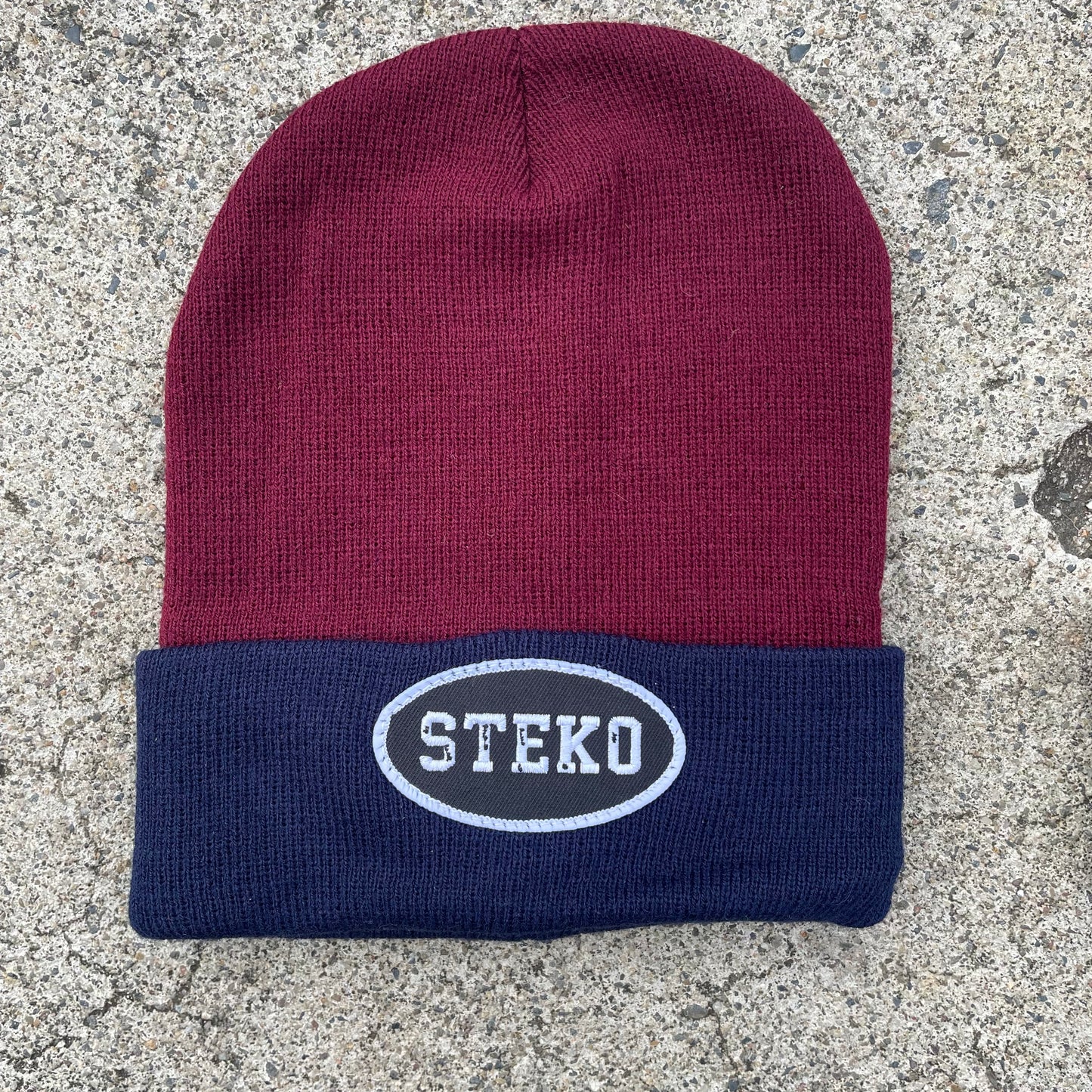 Patches Knit Beanie - Purple Navy